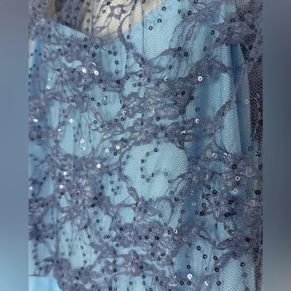 💎Revolution Dance Light Blue Lyrical or Ballet Dance Costume with Lace Overlay
